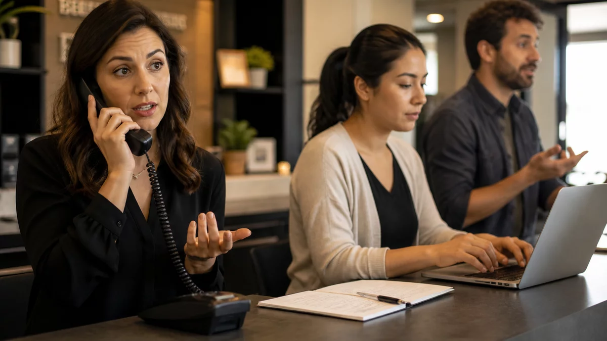 Equipo alineando criterios de atención al cliente — Colmena X