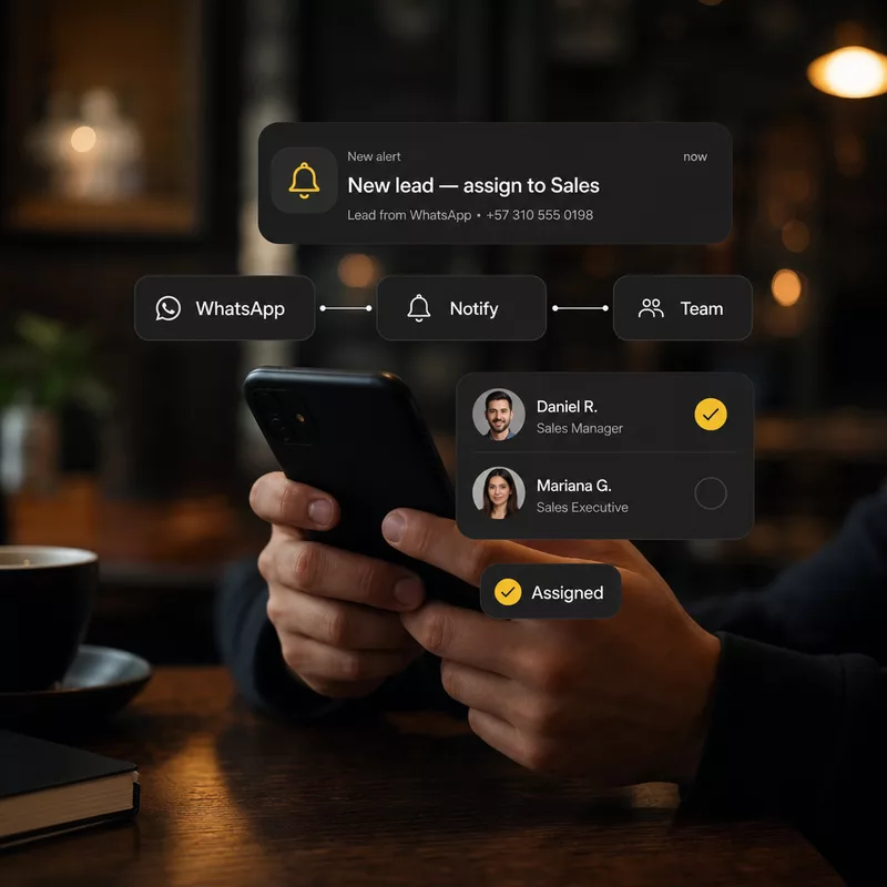 Alertas y flujos al equipo en automatización para PyMEs — Colmena X